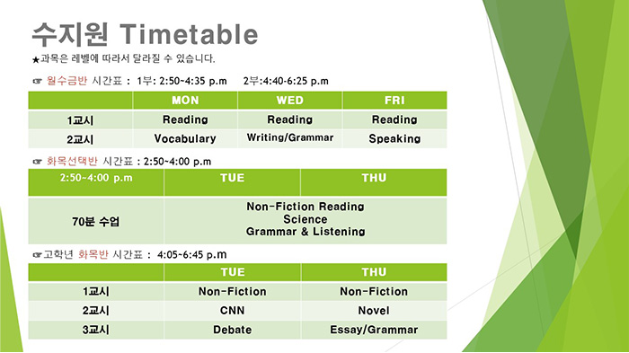 수지원 time table